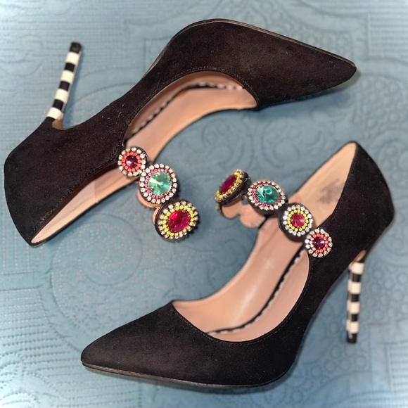 Betsey Johnson Shoes - Betsey Johnson Elegant Black Jewel Embellished Heels